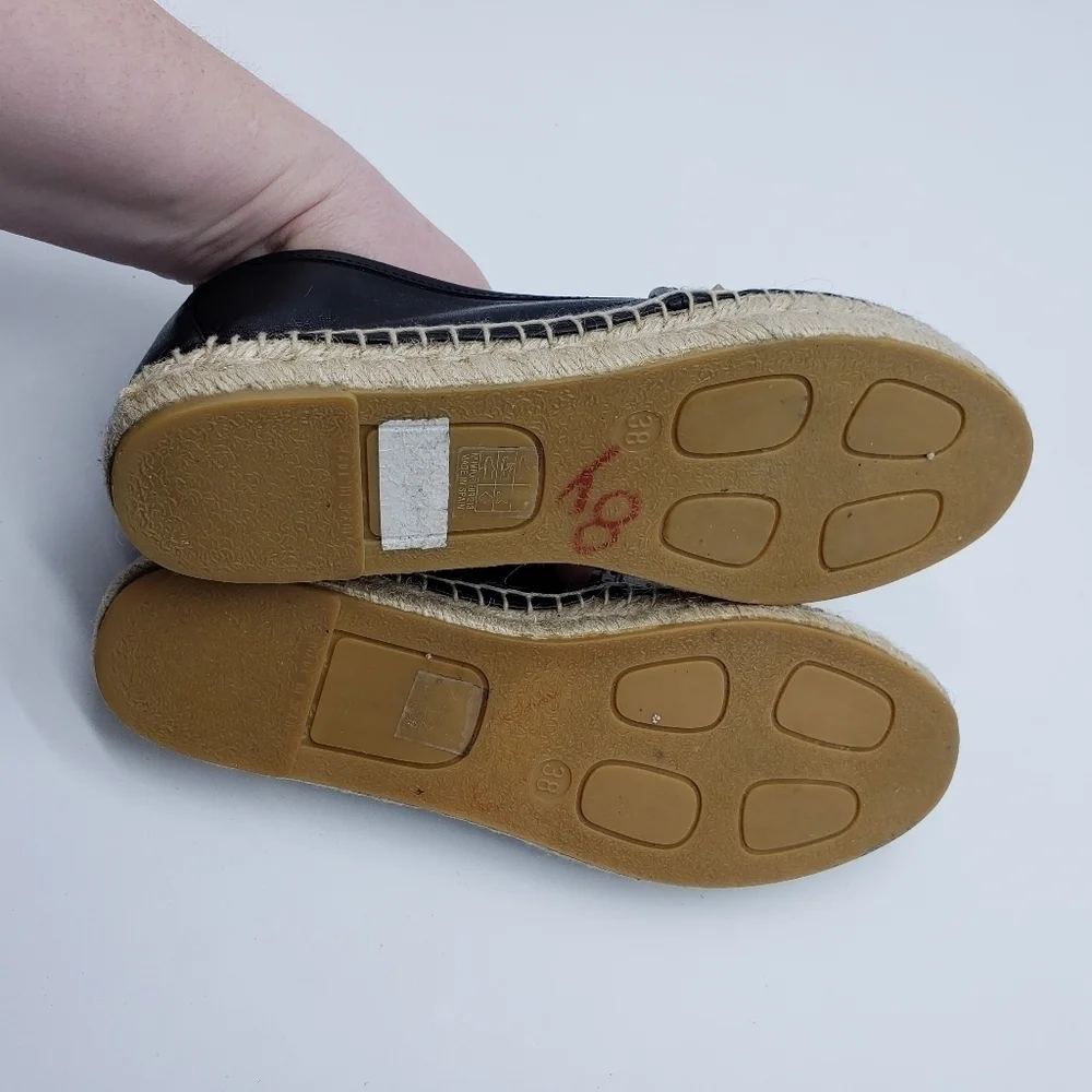 CosmoParis black leather gold studded espadrille shoes Women EU 38 Made in Spain